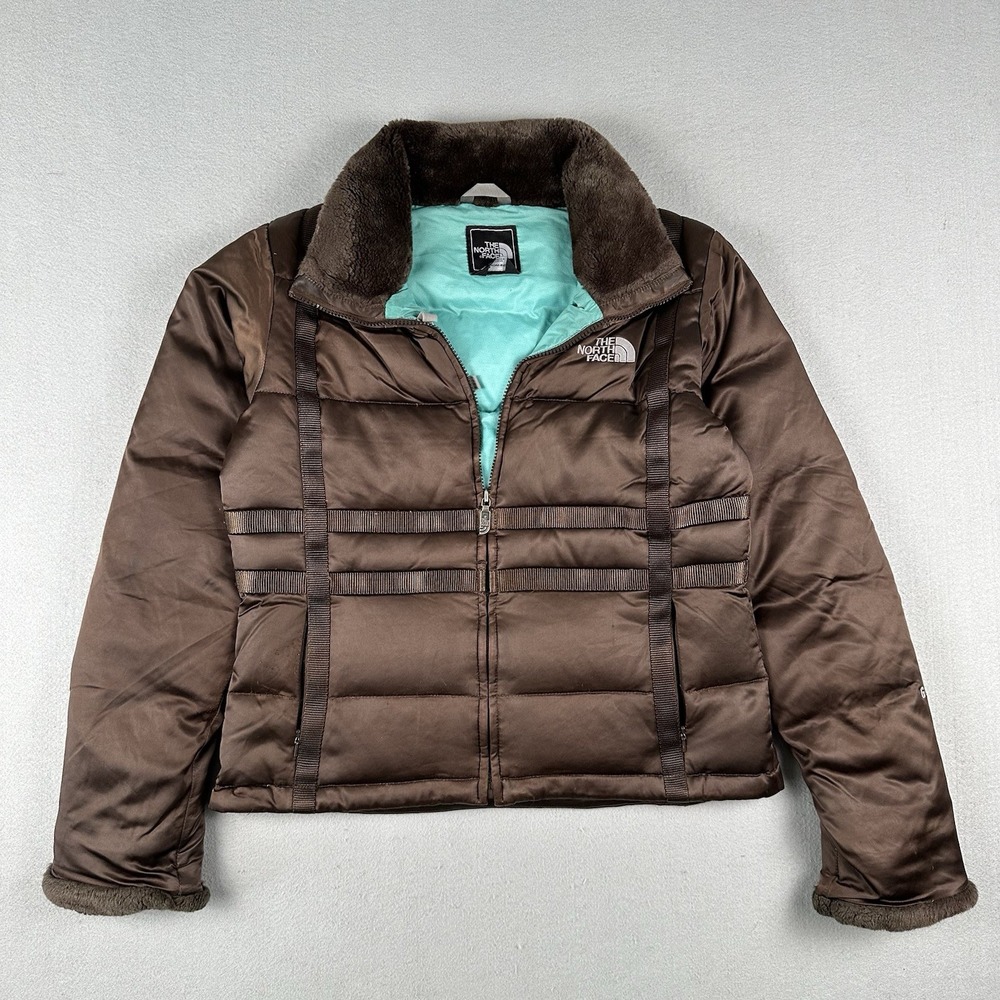 Vtg Y2K The North Face Quilted Puffer Jacket Women's M Brown 600 Down Faux Fur